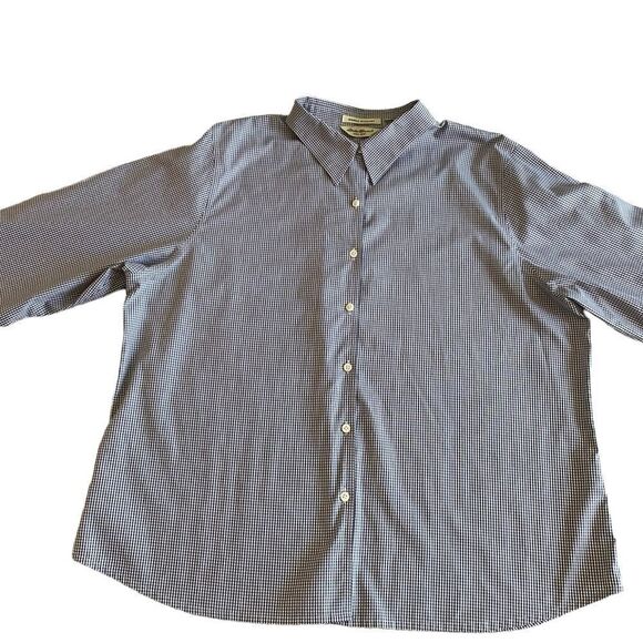 Eddie Bauer Wrinkle Resistant Black and White Gingham Dress Shirt - Picture 2 of 11